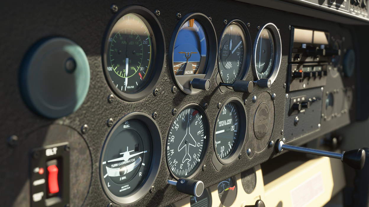 Repülőgép műszerfala a Microsoft Flight Simulatorban